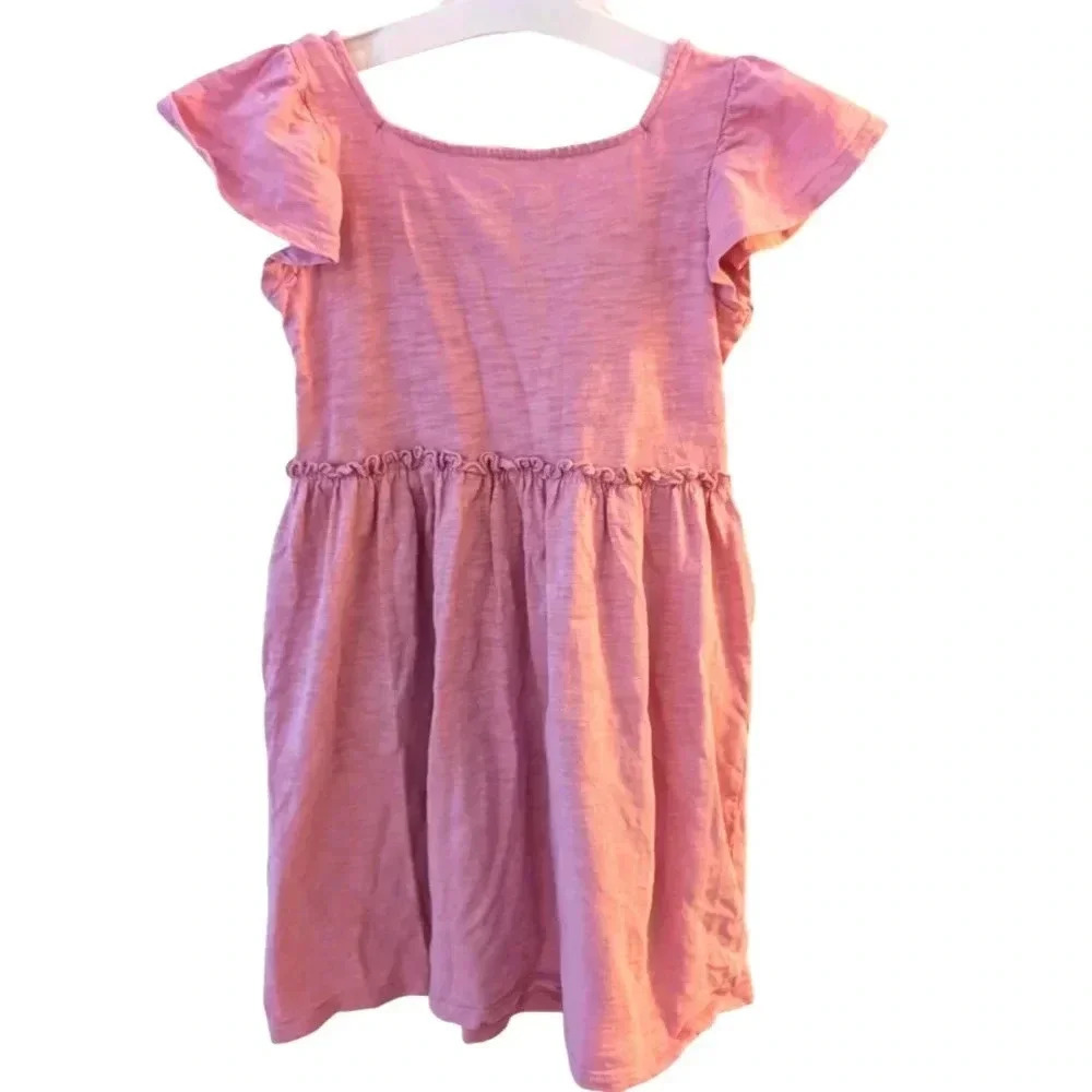 Cat & Jack Size XS 4-5 Casual 100% Cotton Pink Dress for Girls - Picture 2 of 5